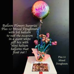 balloon flower surprize and 12 mixed doughnuts